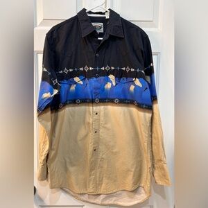 VTG Cumberland Outfitters Western Pearl Snap Shirt Men's L Western Horses Cowboy